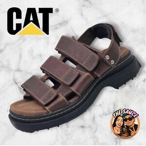 CAT Caterpillar Fisherman Sandals Mens 9 Brown Leather Chunky Dad Shoes Gorpcore